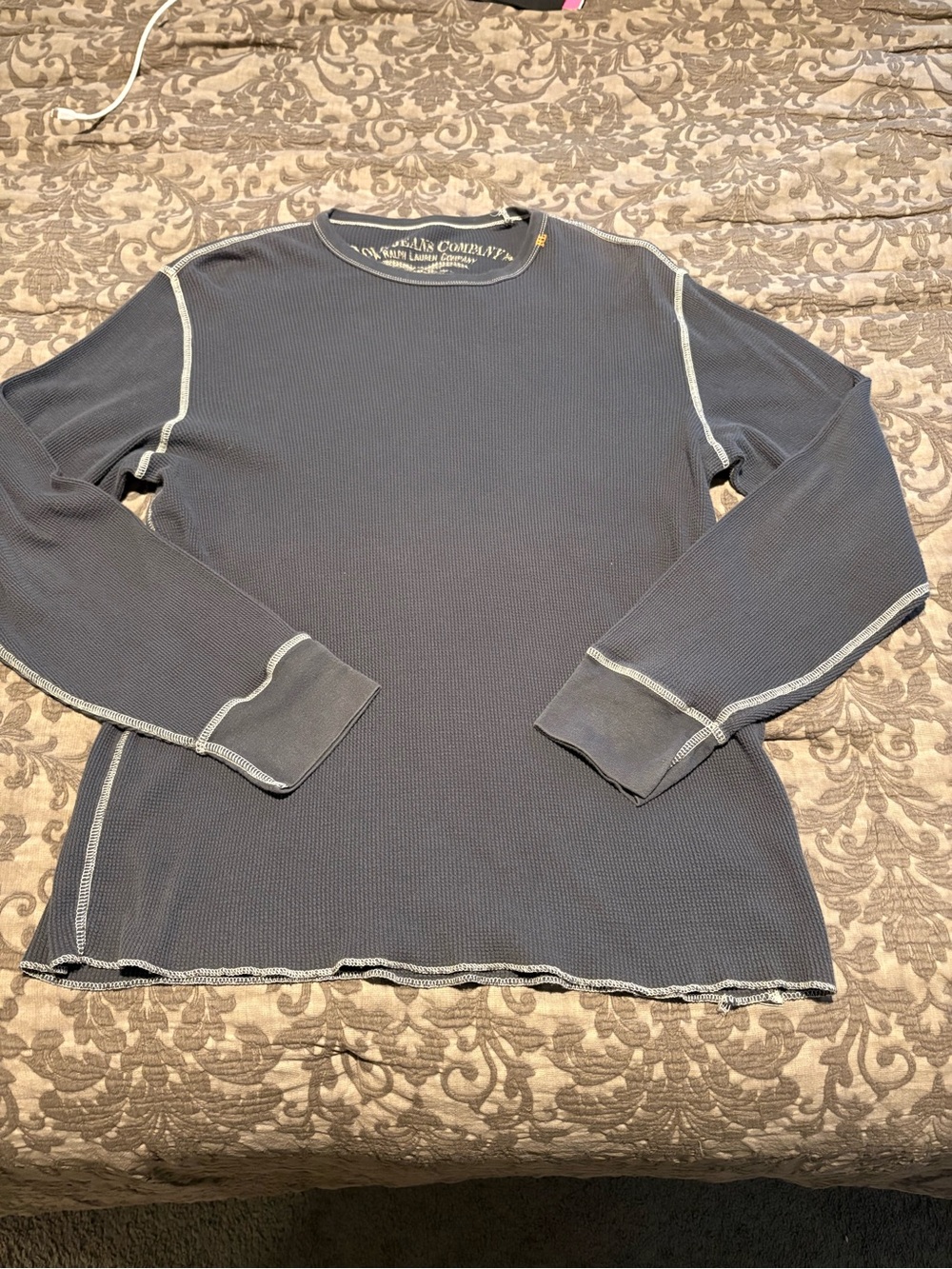 VTG Polo Jeans by Ralph Lauren Gray Long-Sleeve Waffle Thermal